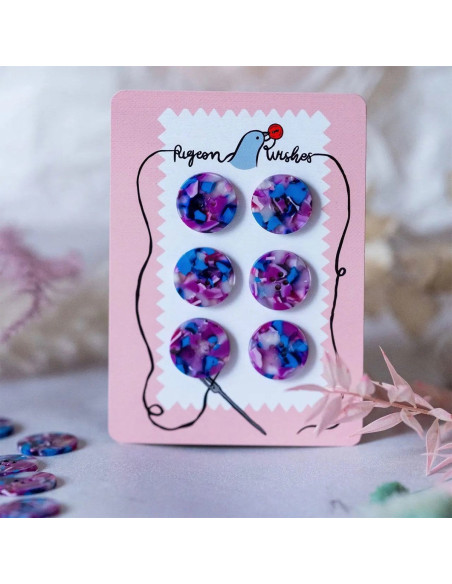 Card of 6 buttons in bioresin 25 mm 4 holes - Lucid