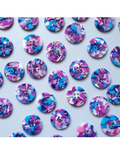 Card of 6 buttons in bioresin 25 mm 4 holes - Lucid 2