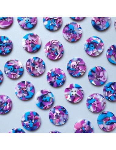 Card of 6 buttons in bioresin 25 mm 4 holes - Lucid