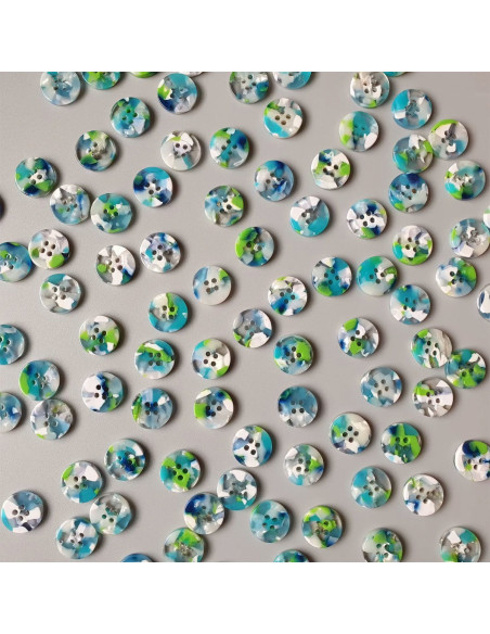Pack of 15 bio-resin buttons 15 mm 4 holes - April Showers