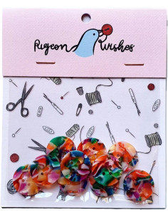 Pack of 10 buttons in bioresin 20 mm 4 holes - Kaleidoscope
