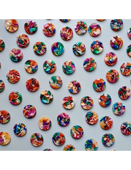 Pack of 10 buttons in bioresin 20 mm 4 holes - Kaleidoscope
