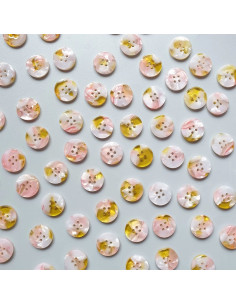 Pack of 15 buttons in bioresin 15 mm 4 holes - Fanciful 2