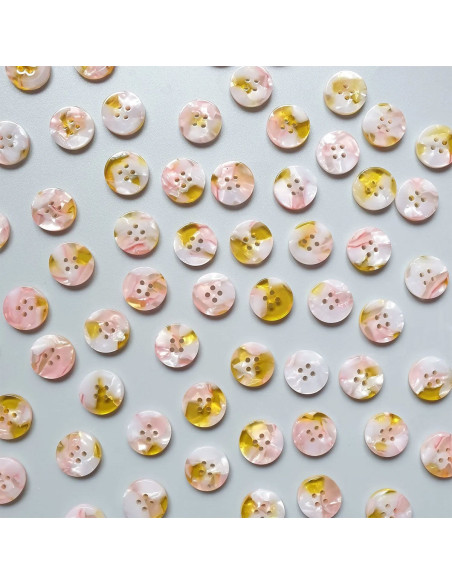 Pack of 15 buttons in bioresin 15 mm 4 holes - Fanciful