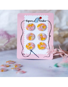 Card of 6 buttons in bioresin 25 mm 4 holes - Fanciful