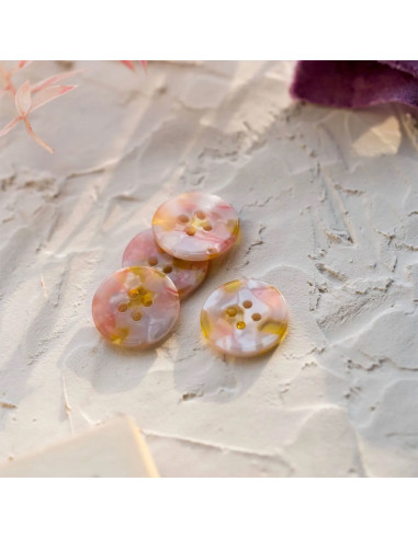 Card of 6 buttons in bioresin 25 mm 4 holes - Fanciful