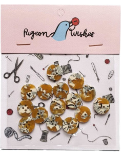 Pack of 15 buttons in bioresin 15 mm 4 holes - Savanna
