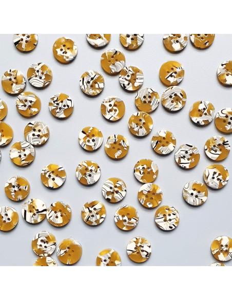 Pack of 15 buttons in bioresin 15 mm 4 holes - Savanna