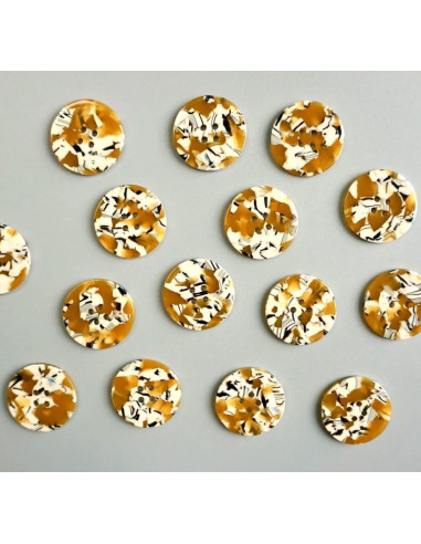 Card of 6 buttons in bio-resin 25 mm 4 holes - Savanna