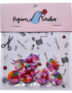 Pack of 10 bioresin buttons 20 mm 4 holes - Bloom