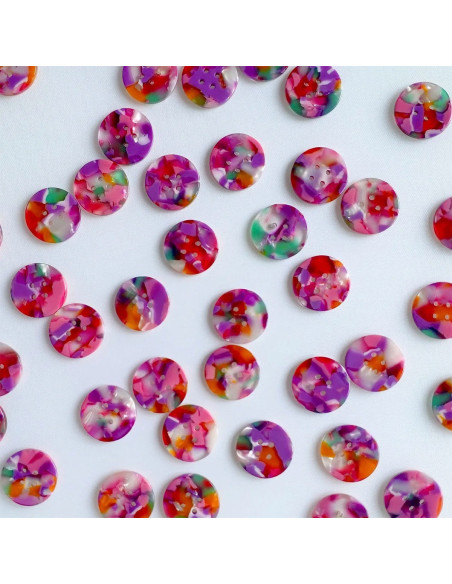 Pack of 10 bioresin buttons 20 mm 4 holes - Bloom