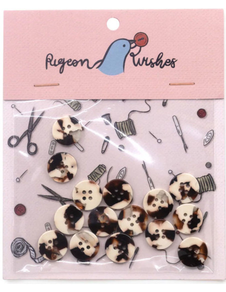 Pack of 15 buttons in bioresin 15 mm 4 holes - Wuthering