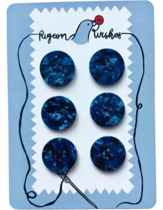 Card of 6 buttons in bioresin 25 mm 4 holes - Nightshade
