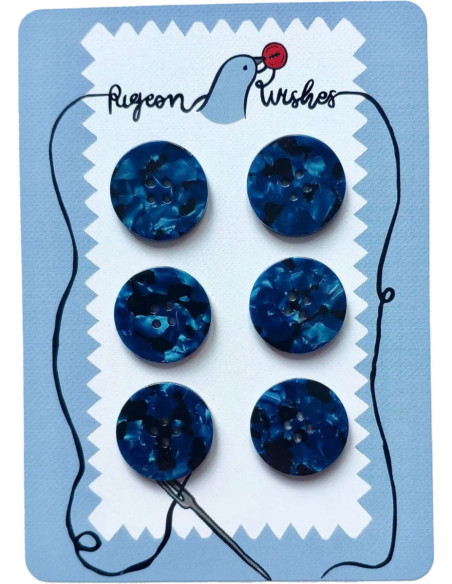Card of 6 buttons in bioresin 25 mm 4 holes - Nightshade