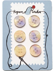 Card of 6 buttons in bio-resin 25 mm 4 holes - Mystic Meg