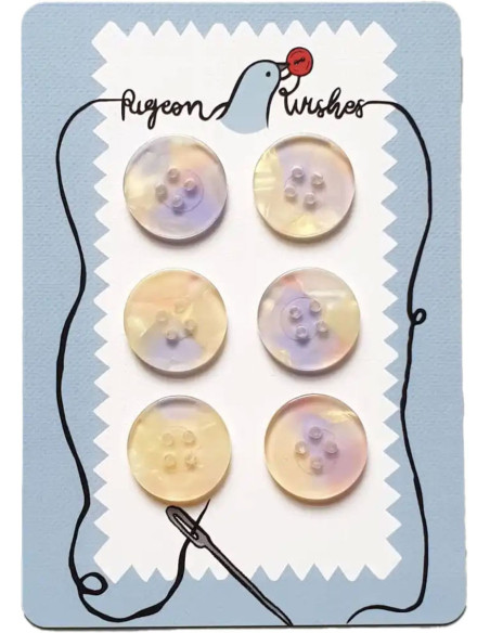 Card of 6 buttons in bio-resin 25 mm 4 holes - Mystic Meg