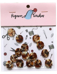 Pack of 15 bio-resin buttons 15 mm 4 holes - Chai Latte
