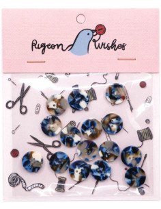 Pack of 15 buttons in bioresin 15 mm 4 holes - Roswell