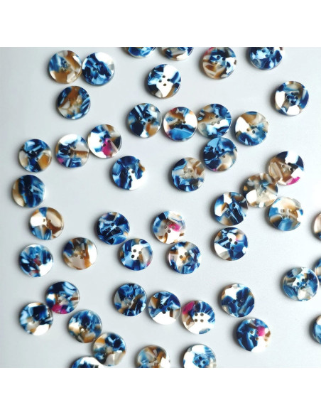 Pack of 15 buttons in bioresin 15 mm 4 holes - Roswell