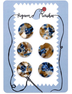Card of 6 buttons in bio-resin 25 mm 4 holes - Roswell