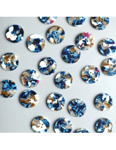 Card of 6 buttons in bio-resin 25 mm 4 holes - Roswell 2
