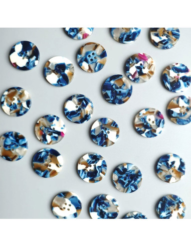 Card of 6 buttons in bio-resin 25 mm 4 holes - Roswell