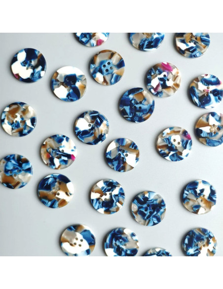 Card of 6 buttons in bio-resin 25 mm 4 holes - Roswell