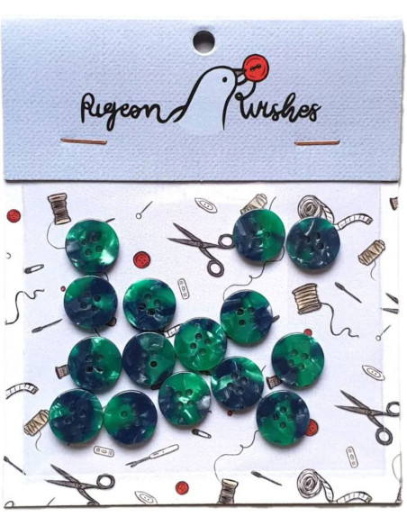 Pack of 15 buttons in bioresin 15 mm 4 holes - Wicked