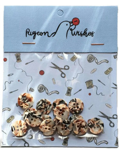 Pack of 15 buttons in bioresin 15 mm 4 holes - Granite