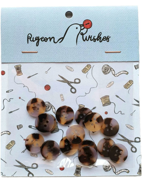 Pack of 15 buttons in bioresin 15 mm 4 holes - Beguiled