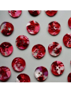 Pack of 15 bio-resin buttons 15 mm 4 holes - Cherry Bomb 2