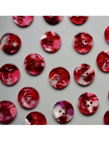 Pack of 15 bio-resin buttons 15 mm 4 holes - Cherry Bomb