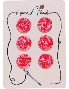 Card of 6 buttons in bio-resin 25 mm 4 holes - Barbiecore