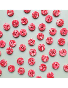 Card of 6 buttons in bio-resin 25 mm 4 holes - Barbiecore 2