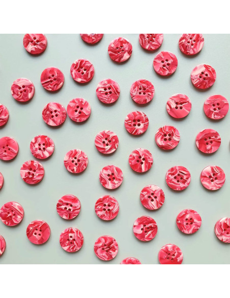 Card of 6 buttons in bio-resin 25 mm 4 holes - Barbiecore
