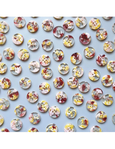 Pack of 15 buttons in bioresin 15 mm 4 holes - Whimsical