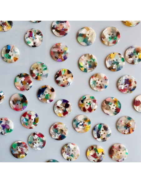 Card of 6 buttons in bioresin 25 mm 4 holes - Painterly