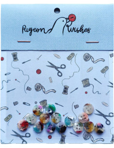 Pack of 15 buttons in bioresin 10 mm 4 holes - Painterly