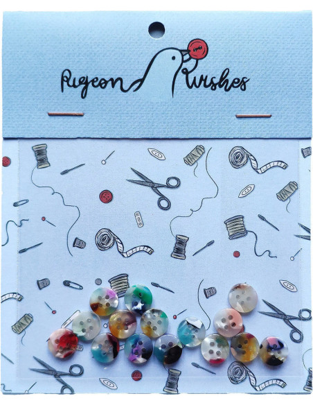 Pack of 15 buttons in bioresin 10 mm 4 holes - Painterly