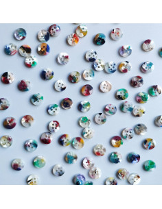 Pack of 15 buttons in bioresin 10 mm 4 holes - Painterly 2