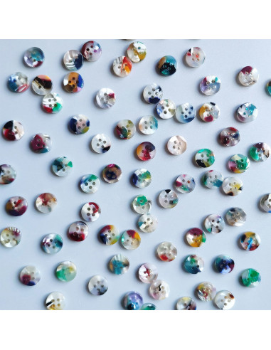 Pack of 15 buttons in bioresin 10 mm 4 holes - Painterly
