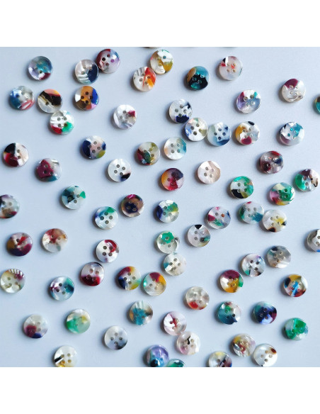 Pack of 15 buttons in bioresin 10 mm 4 holes - Painterly