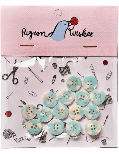 Pack of 15 buttons in bioresin 15 mm 4 holes - Bliss
