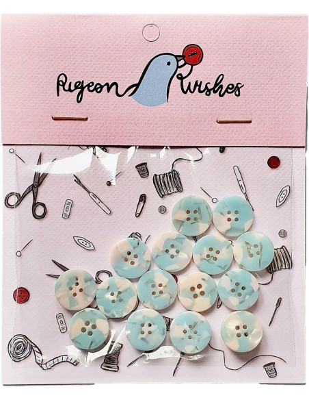 Pack of 15 buttons in bioresin 15 mm 4 holes - Bliss