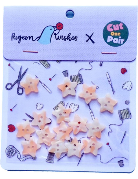 Pack of 15 buttons in bioresin 17 mm 2 holes - Stardust