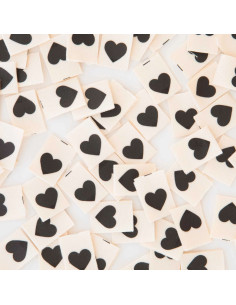 Set of 8 woven labels - Black heart