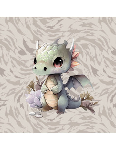 Lightweight sweatshirt fabric panel 40 cm x 50 cm - Dragon
