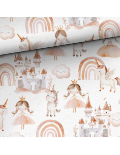 Premium cotton fabric - Princess and unicorn