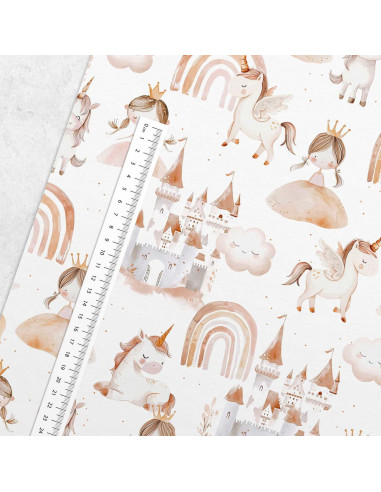 Premium cotton fabric - Princess and unicorn