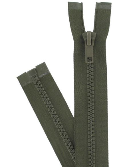 Dark khaki synthetic separating zipper